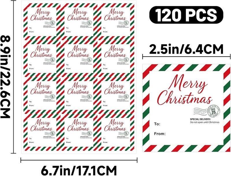 Alynta Christmas Gift Tags Stickers - 120Pcs Holiday Gift Tags Stickers 2.5 Inch Personalized Christmas to from Name Tag Labels for Xmas Presents Envelope Seals Cards - Image 2